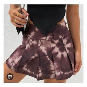 I.AM.GIA. Carmel Brown Tie Dye Pleated Mini Skirt